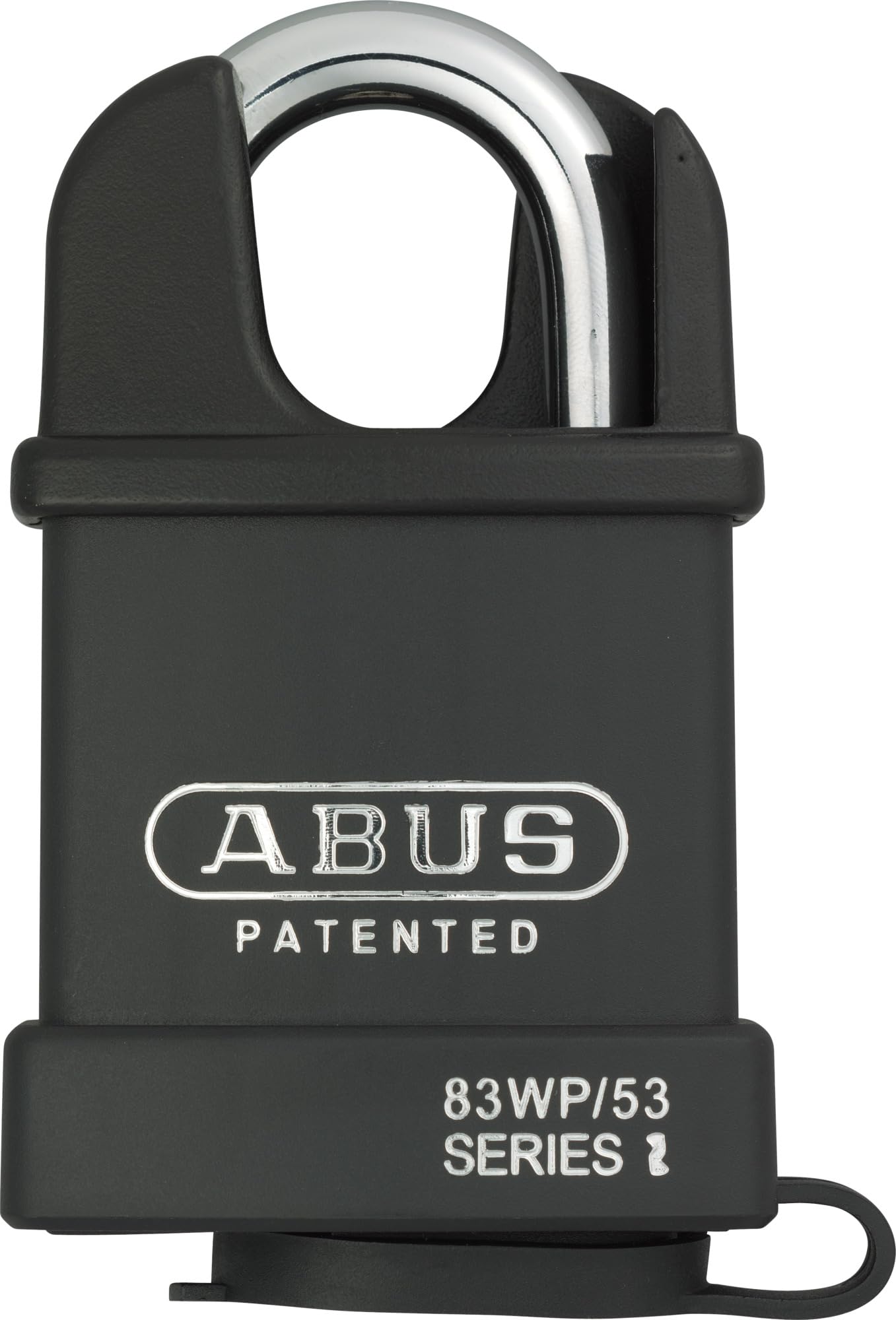ABUS Vorhängeschloss Extreme 83WPCS/53 - wetterfest - zusätzlicher Bügelschutz - gehärteter Spezialstahl - ABUS-Sicherheitslevel 8 - Schwarz | Gehärteter Spezialstahl mit Nano Protect-Beschichtung, doppelte Verriegelung, Bügelschutz, 420 g, 57 mm breit