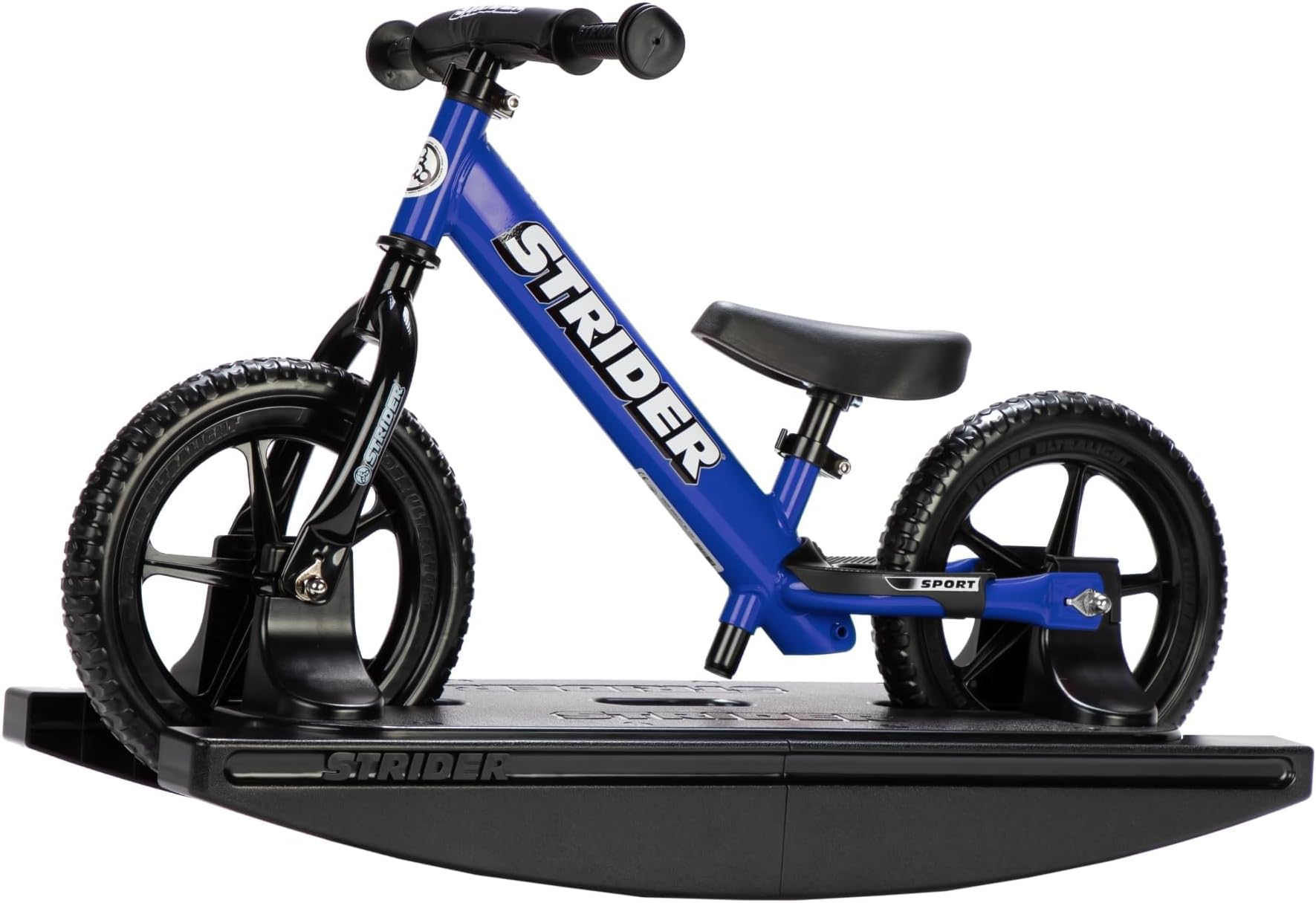 Strider - 12 Sport Baby Bundle with Balance Bike and Rocking Base, Ages 6 Months to 5 Years, Blue