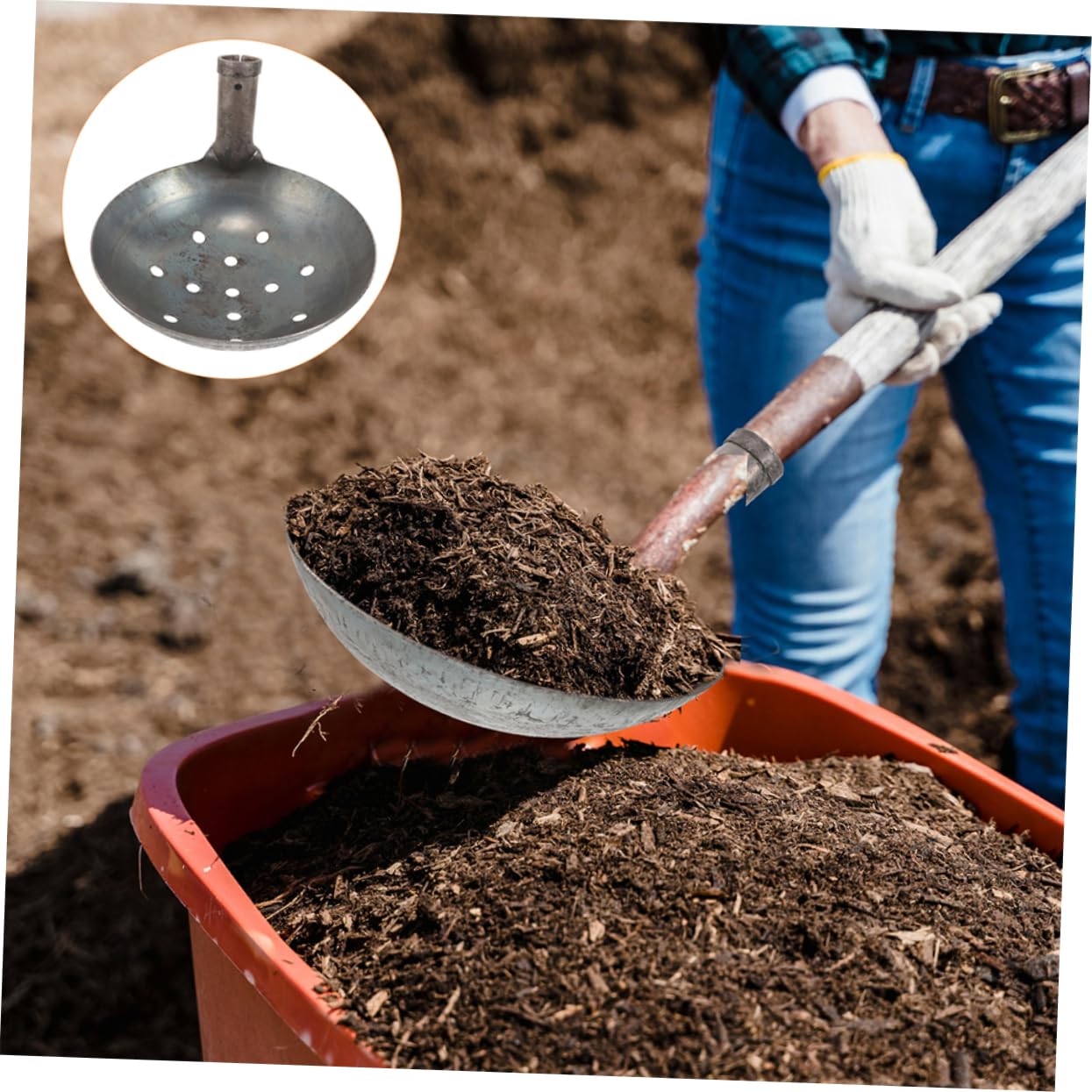 Mikikit Pala De Metal para Tamizar Estiércol Pala para Limpieza De Lodo para Jardín y Agricultura