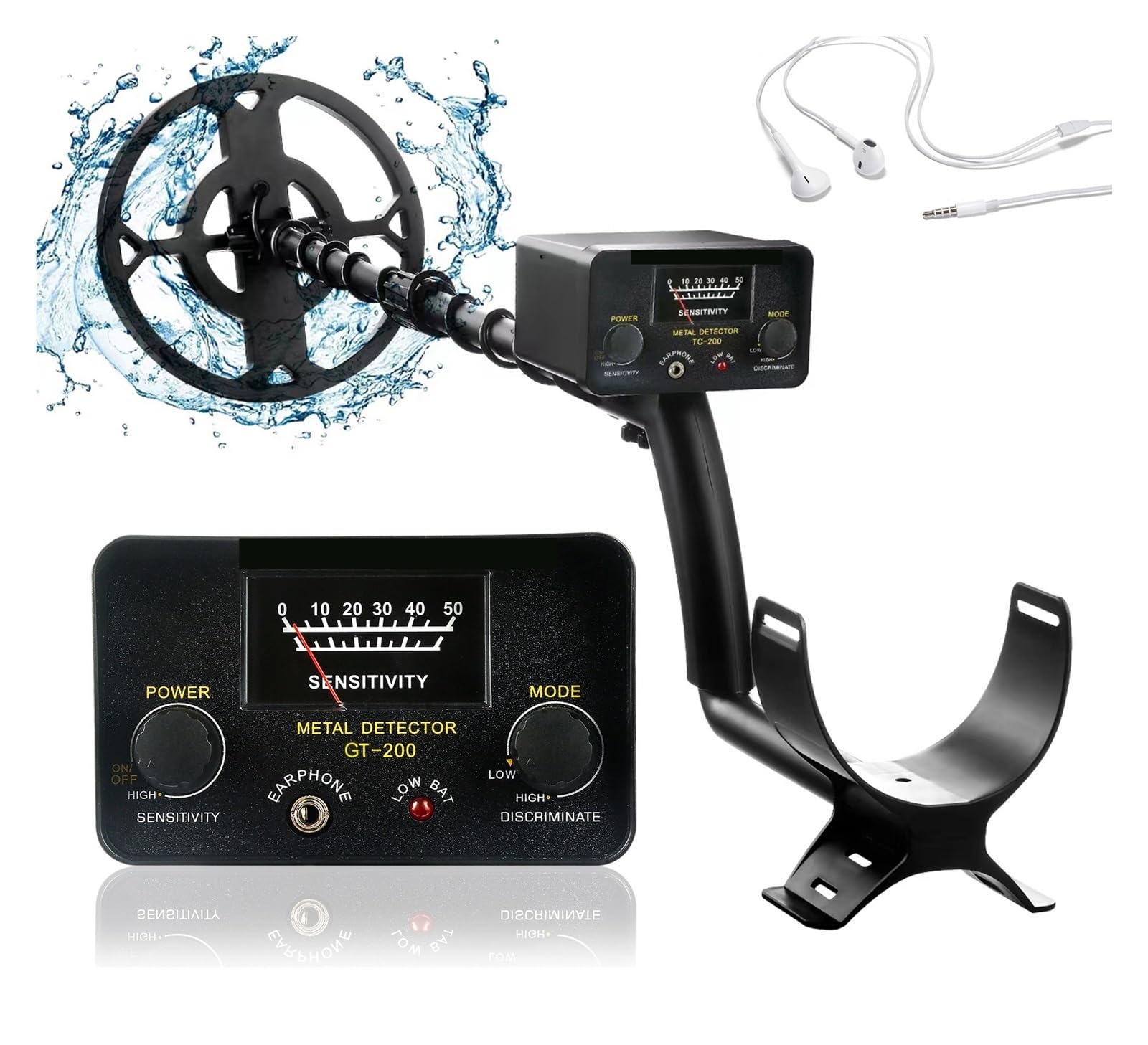 Cfwwsaq Gt200-2 Metal Detector, Metal Detector High Sensitivity Underground Iron Metal Gold Detector De Matales For Treasure Search(Gt200-2)