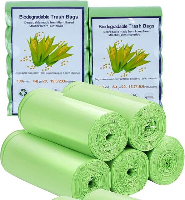 Bin bags trash bags 10L-15L, Biodegradable bin Bags 100PCS Bin Liners2.6-4gal, Small Pedal Trash Bags for Office, Bathroom Kitchen,45x50cm