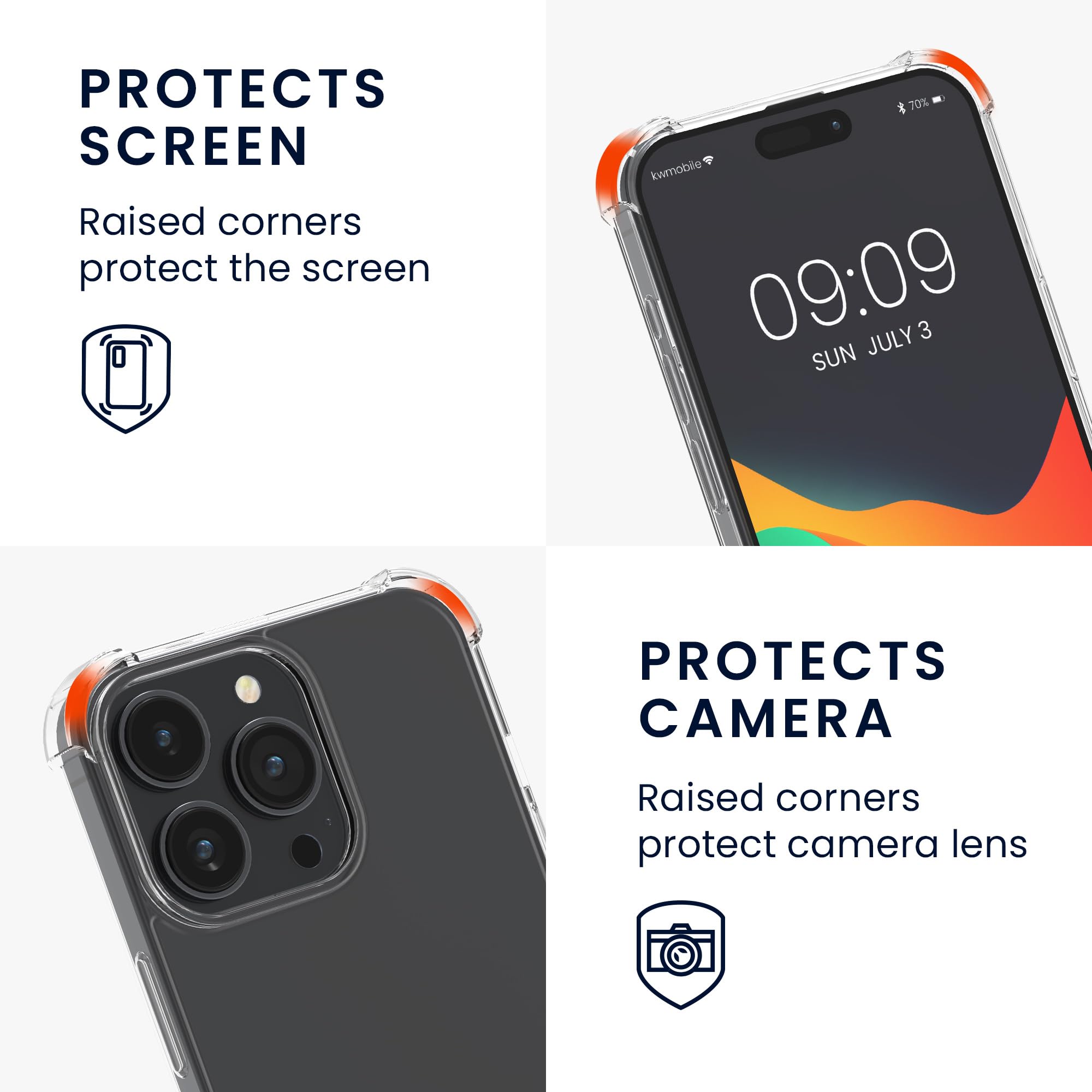 kwmobile Case Compatible with iPhone 15 Pro, Crossbody Case Clear Transparent TPU Phone Cover with Metal Chain Strap - Image 3