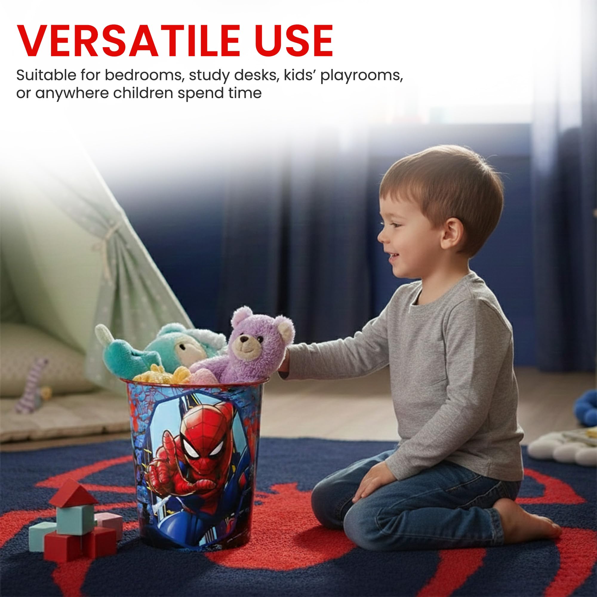 Spiderman - Cubo de basura para niños, para dormitorio, estudio, escritorio