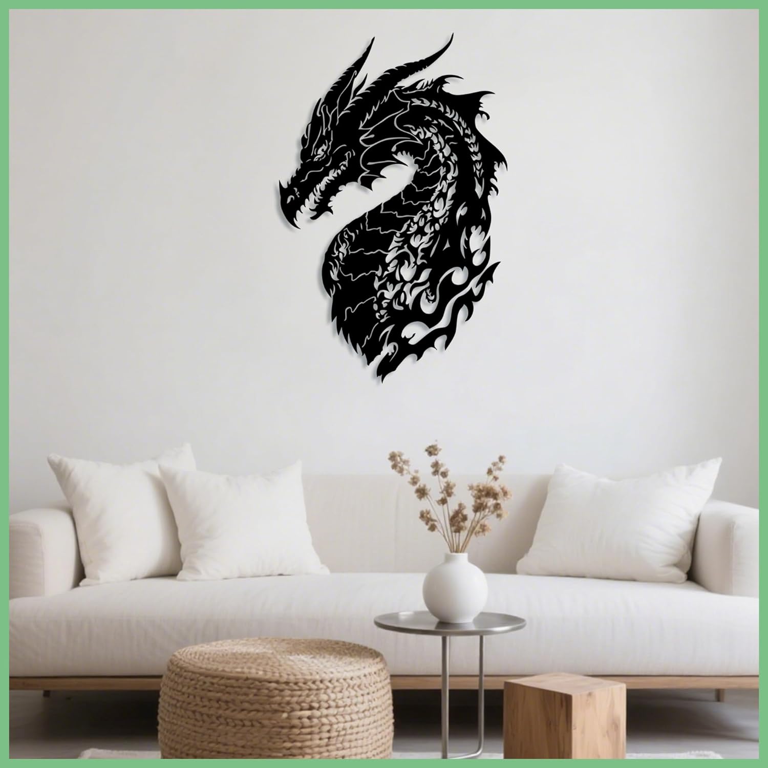 YITOBA Dragon Metal Wall Art Black Fantasy Wall Decor for Men, Metal Dragon Head Wall Mount Medieval Room Decoration for Living Room Bedroom Office Man Cave Lover Gifts (Black) - Image 6