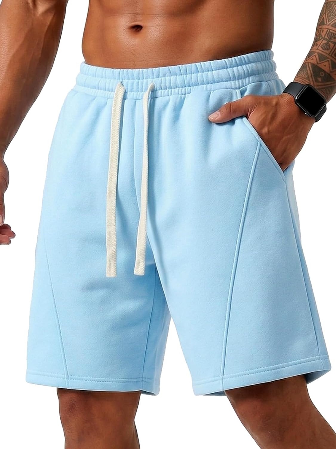 ZUY Men's Baggy Sweat Shorts Cotton Fleece 8" Athletic Shorts Pro Workout Gym Lounge Shorts for Mens with Pockets