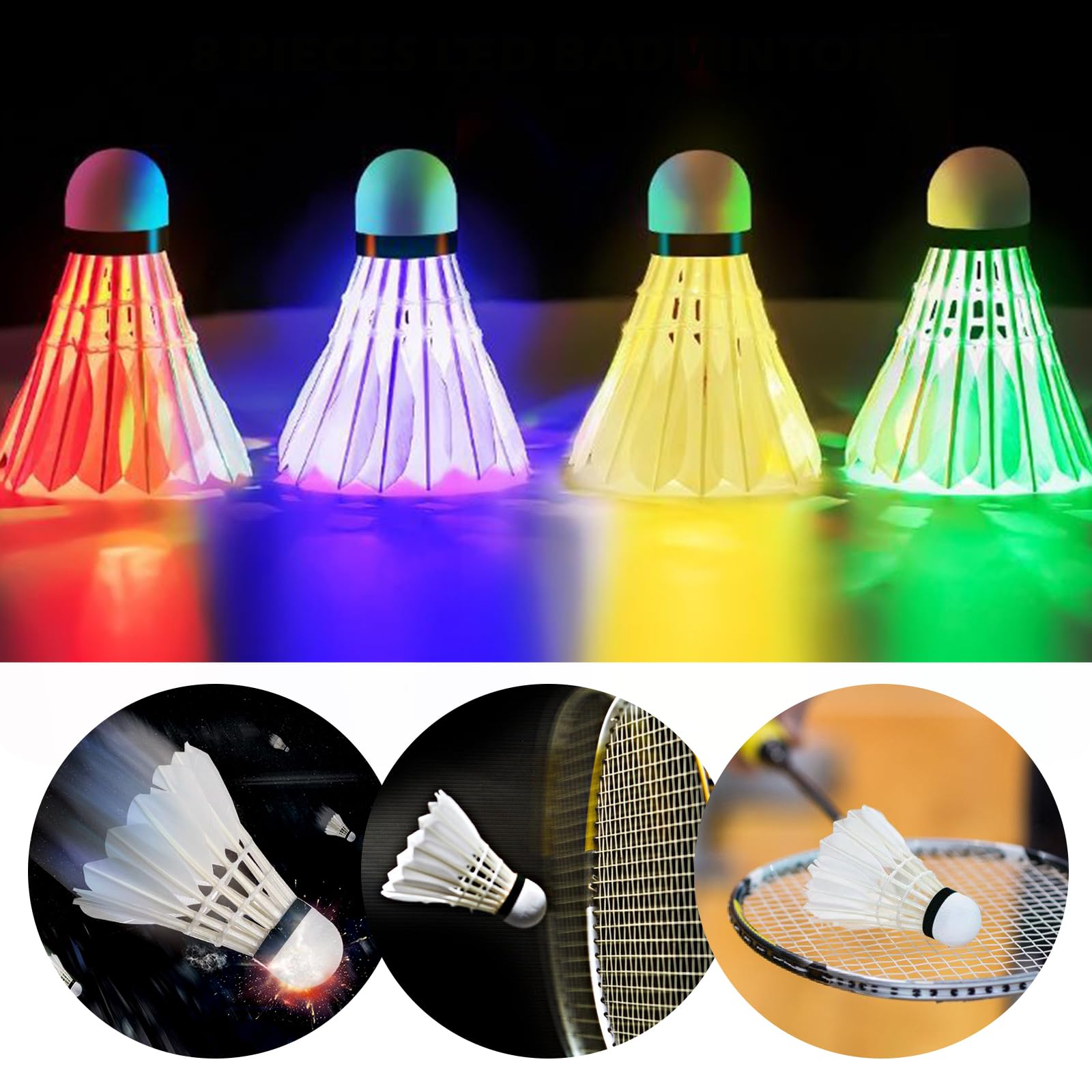 Tutamaz LED Badminton Bälle 10 Stück - Leuchtende Federbälle Für Nachtspiele