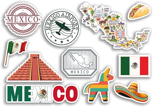 A5 Sticker Sheet Mexico Vinyl Stickers - Mexican Hat Map Country Holiday Flag Travel #78468