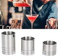 Vista 6 de Juego de 3 tazas medidoras de acero inoxidable para cóctel, color plateado (0.8 fl oz+1.2 fl oz+1.7 fl oz)