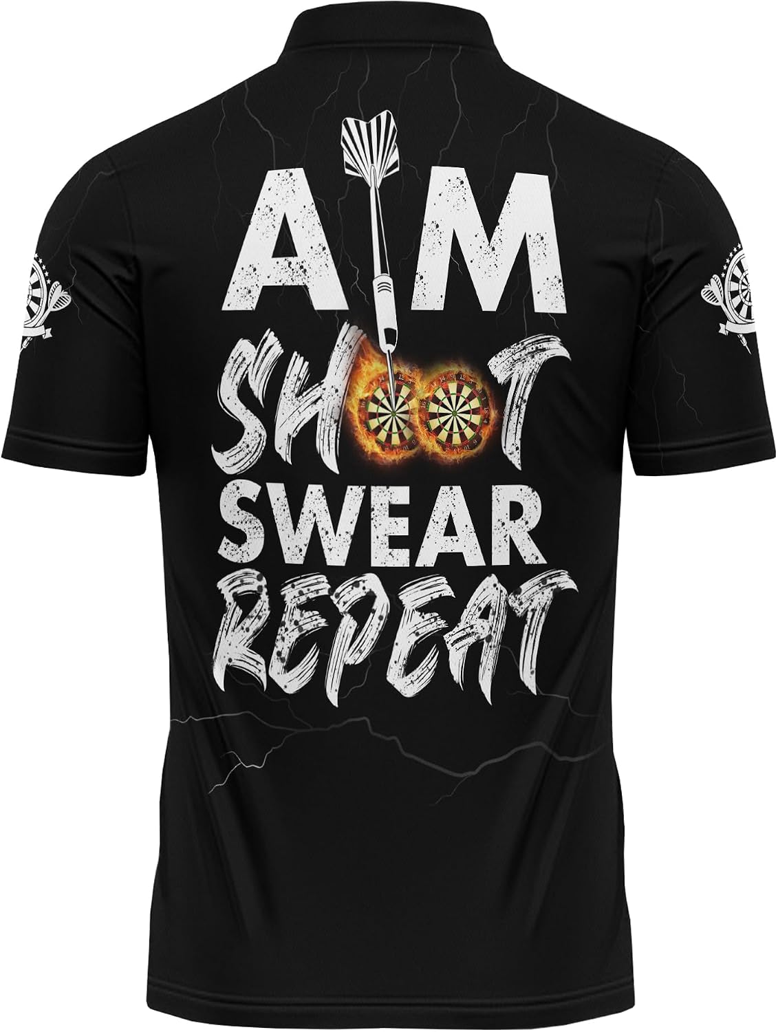Cool Dart Zip Up Jersey with Fire Dartboard Graphic Custom Zipper Tshirt Short Sleeve for Throwing Game Lover