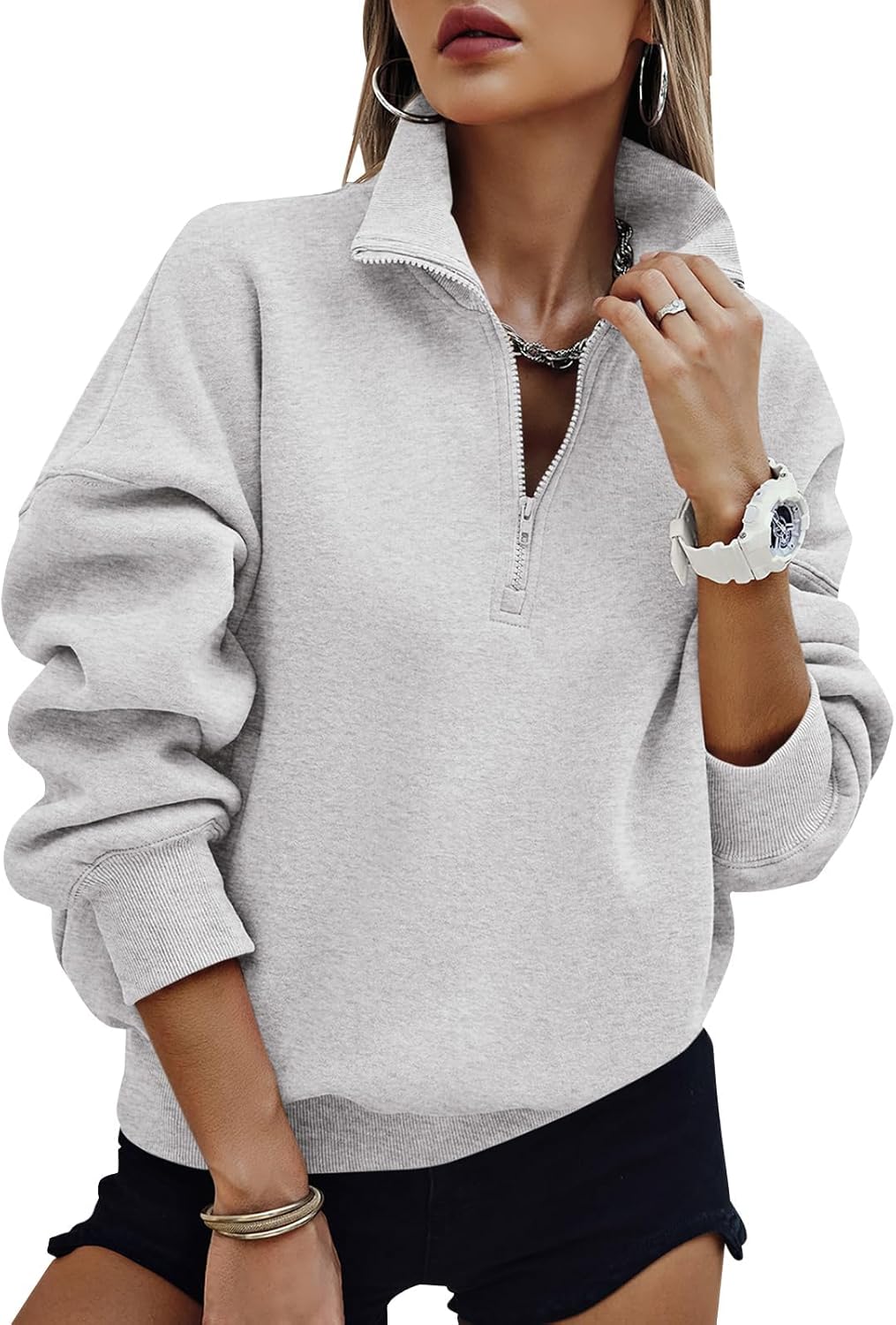 PRETTYGARDEN Womens Half Zip Oversized Sweatshirts Fleece Hoodies 2026 Trendy Long Sleeve Pullover Tops Y2k Spring Outfits