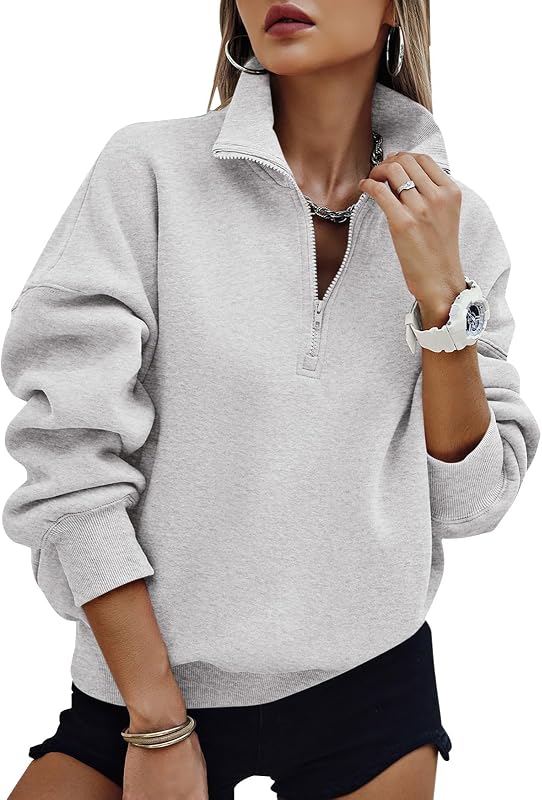 PRETTYGARDEN Womens Half Zip Oversized Sweatshirts Fleece Hoodies Trendy | Long Sleeve Pullover Tops, Zip Up Hoodie, Pockets, Casual Y2k Sweatshirt, Airport Travel Outfits, Fall Fashion Clothes