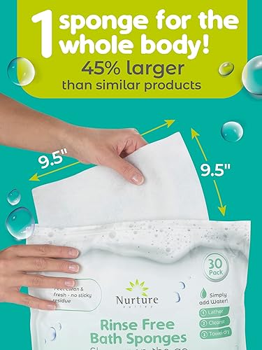 Miniatura 3 de Nurture Valley Toallitas de baño de esponja – Paños de lavado grandes desechables para adultos, personas mayores, postrados en cama, cuidado en el