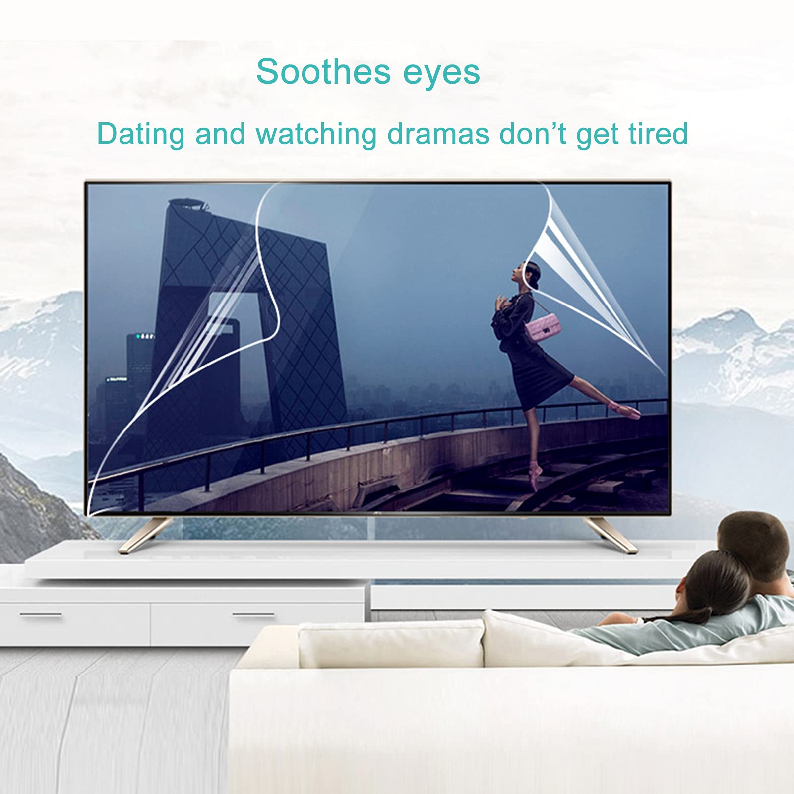 Filtr antyrefleksyjny, matowy ochraniacz ekranu telewizora, 4-stronny klej pierścieniowy, antyodblaskowy ochraniacz ekranu, do Sharp, Sony, Samsung, Hisense, LG itp., 1211 x 682 mm