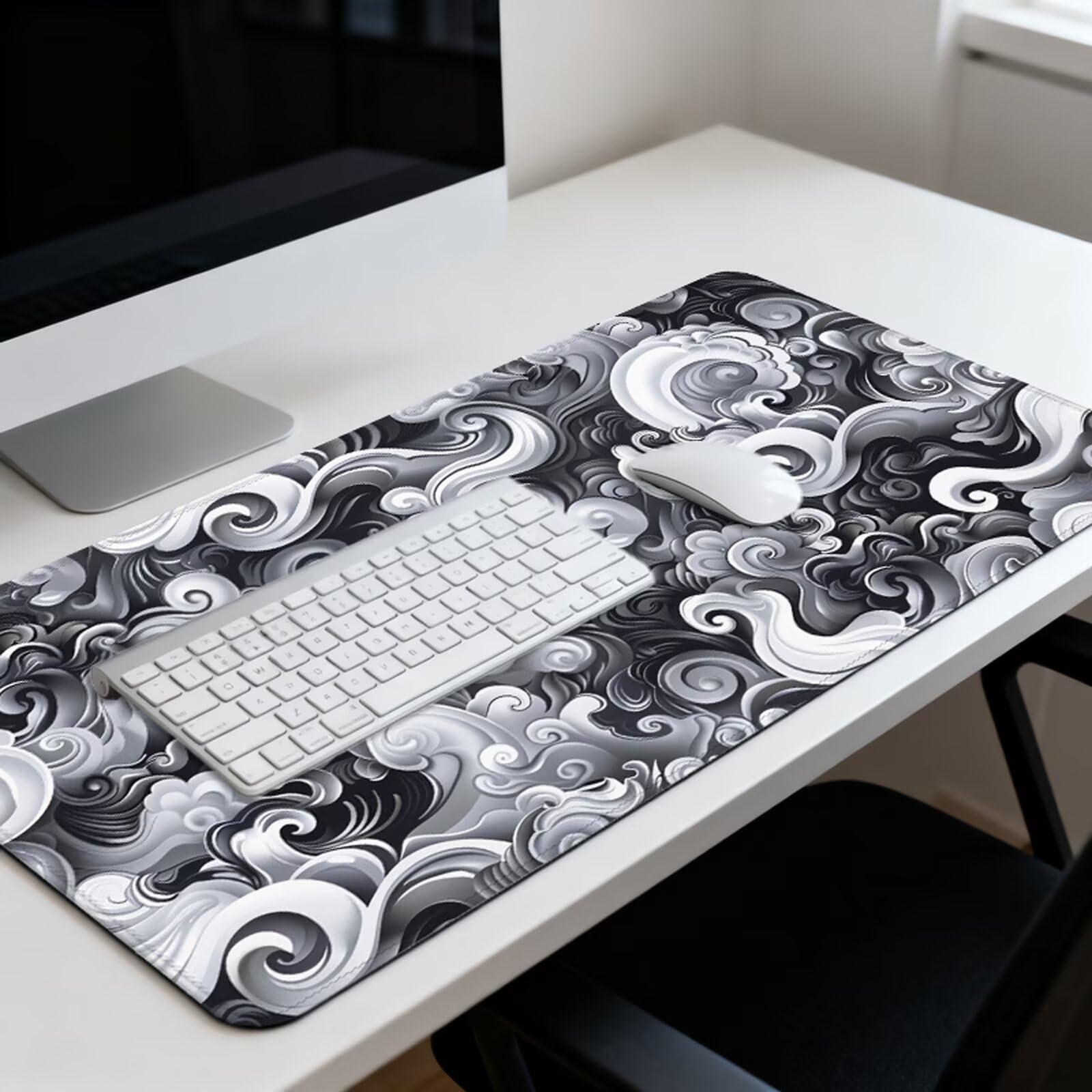 Abstrakcyjna podkładka pod mysz XXL 1000 x 500 mm, duża antypoślizgowa podkładka pod mysz do gier, akcesoria biurowe, wodoodporna podkładka pod mysz z zamykaną krawędzią do biura, domu i pokoju zabaw