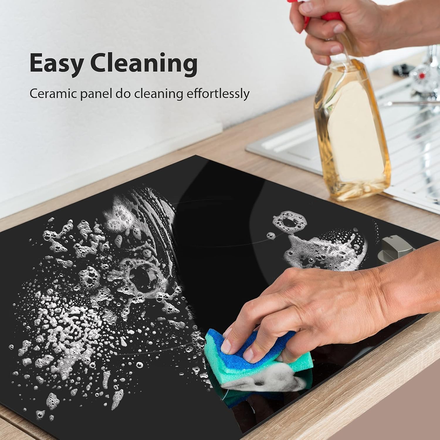 21 Inch 2 Burners Electric Cooktop 3700W Apartment Electric Stove Top Double Radiant, UL Certified, 9 Heating Level Knob Control, Overheating Protection, 110V-240V Ceramic Glass Cooktop