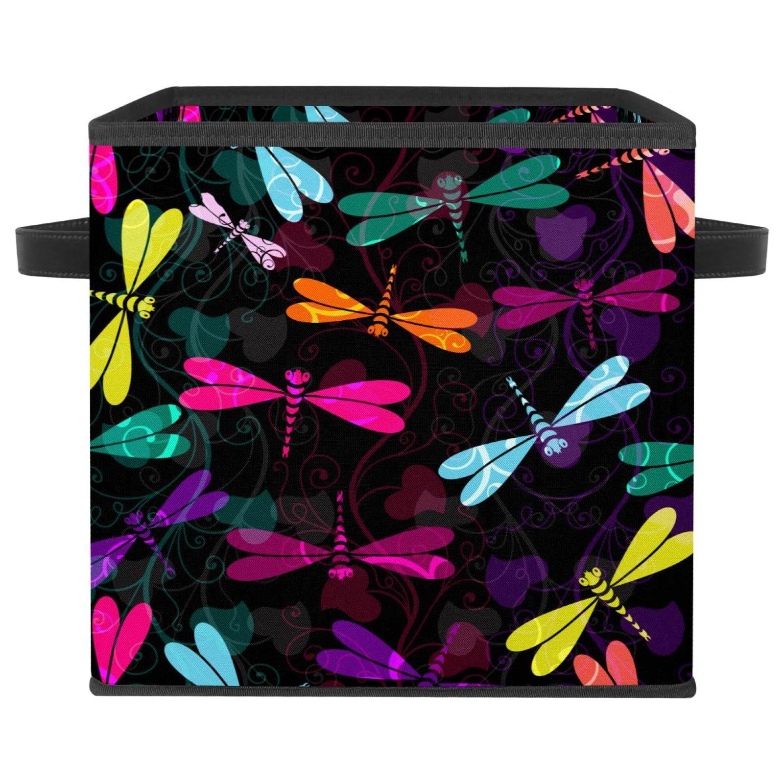 Boîte de rangement cube pliable en tissu à poignées pour livres et placards