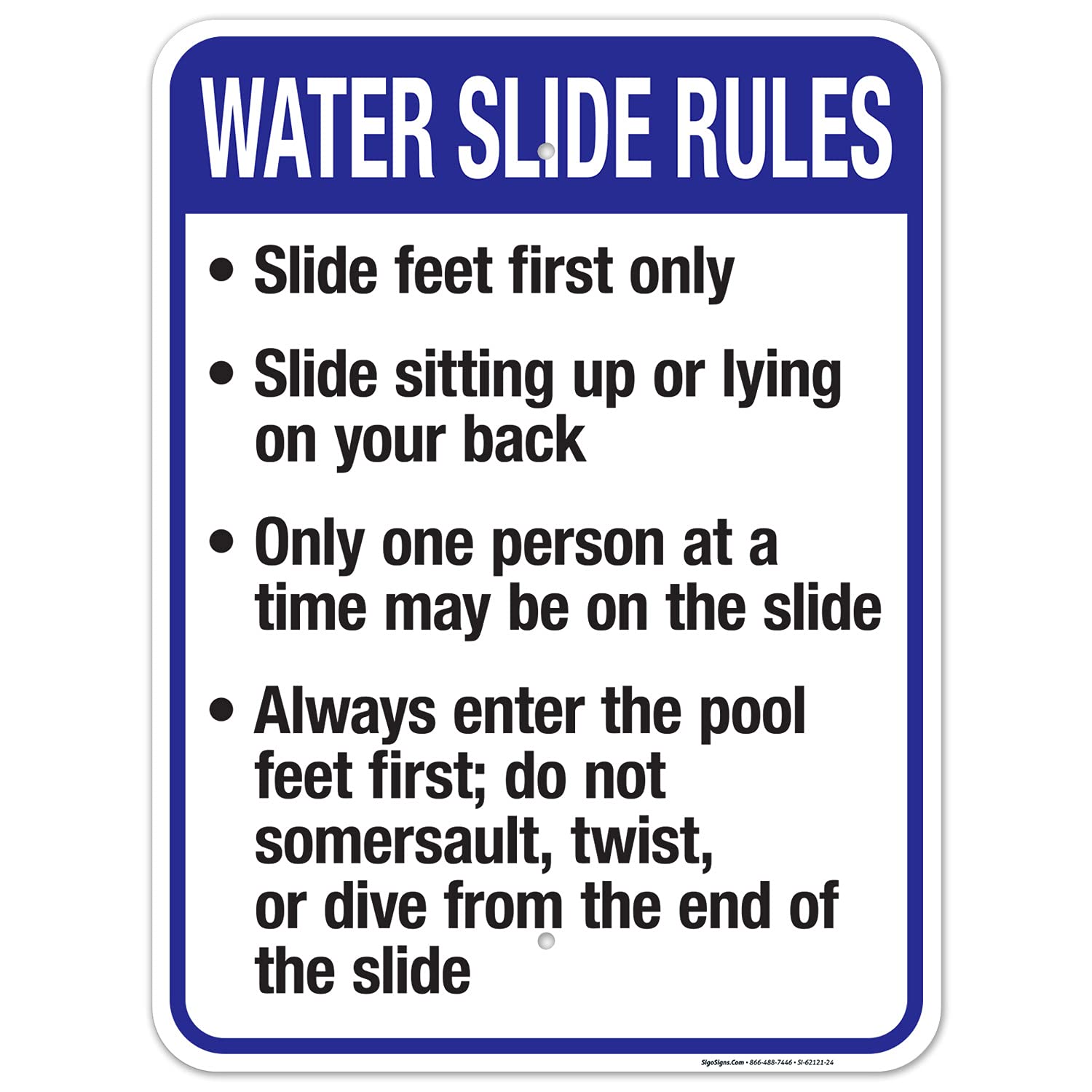 New Mexico Water Slide Rules Sign, Complies with State of New Mexico Pool Safety Code, 18x24 Inches, Rust Free .063 Aluminum, Fade Resistant, Made in USA