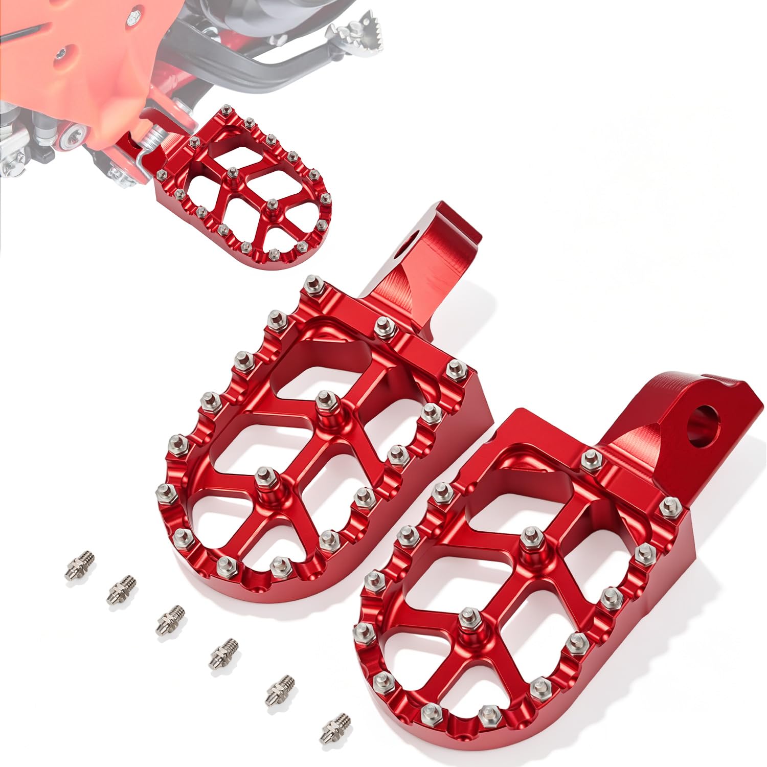 Pedane Moto per Beta 50, Pedane Motocross CNC Alluminio per Beta 50 RR RR 50 RR50 50RR Beta 50CC Enduro Pit Bike Motocross Rosso