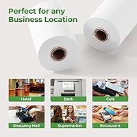 Vista 5 de MUNBYN 2 1/4" x 50' Papel Térmico para Recibos (5 Rollos), Papel de Recibo de 58mm Libre de BPA Se Adapta a Todas las Mini Impresoras Térmicas POS