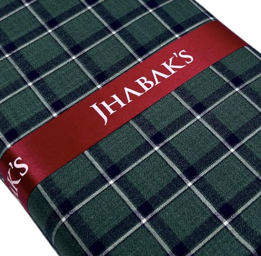 Image of JHABAK'S Cotton Blend Unstitched Checkered Fabric for Men - 2.35m Shirt Piece / 3m Kurta Piece - Width 36 Inches