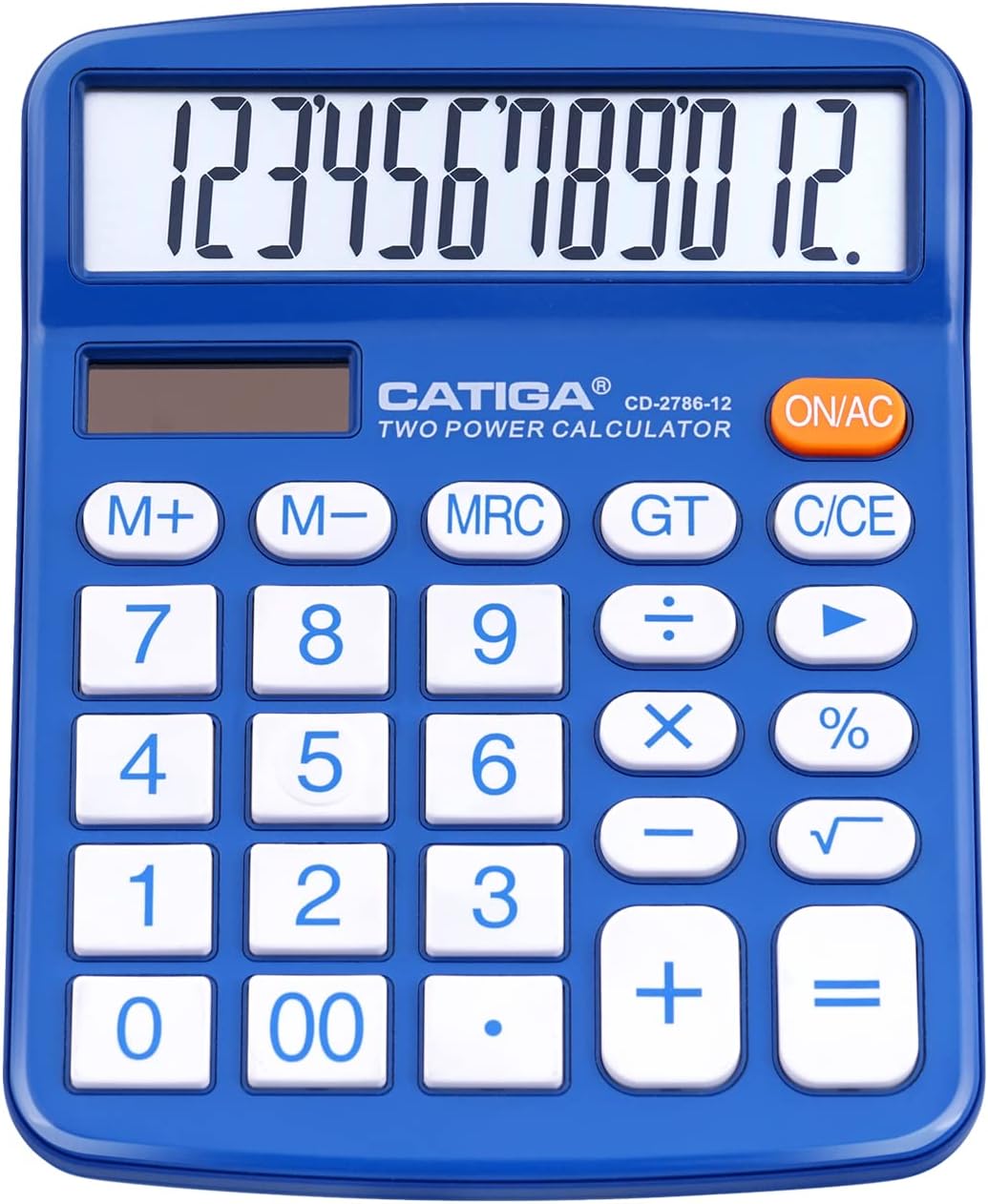 Desktop Calculator 12 Digit with Large LCD Display and Sensitive Button, Solar and Battery Dual Power, Standard Function for Office, Home, School, CD-2786