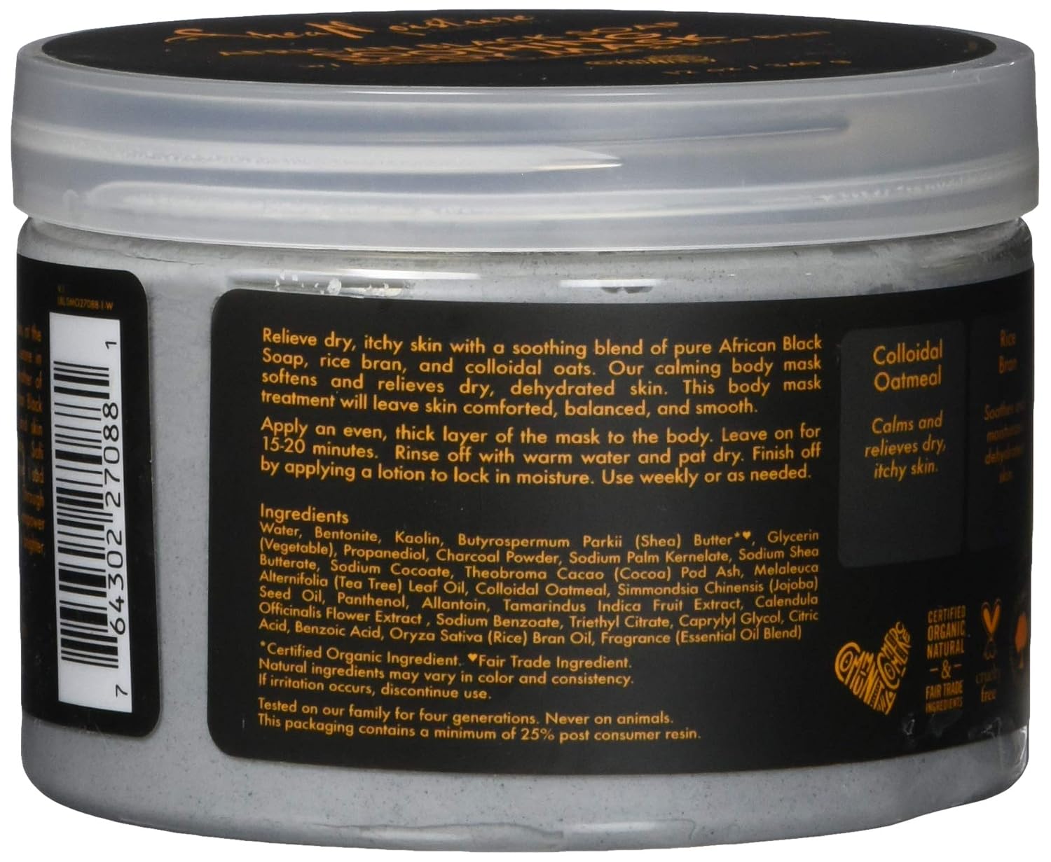 Shea Moisture African Black Soap Soothing Body Mask, 12 Ounce