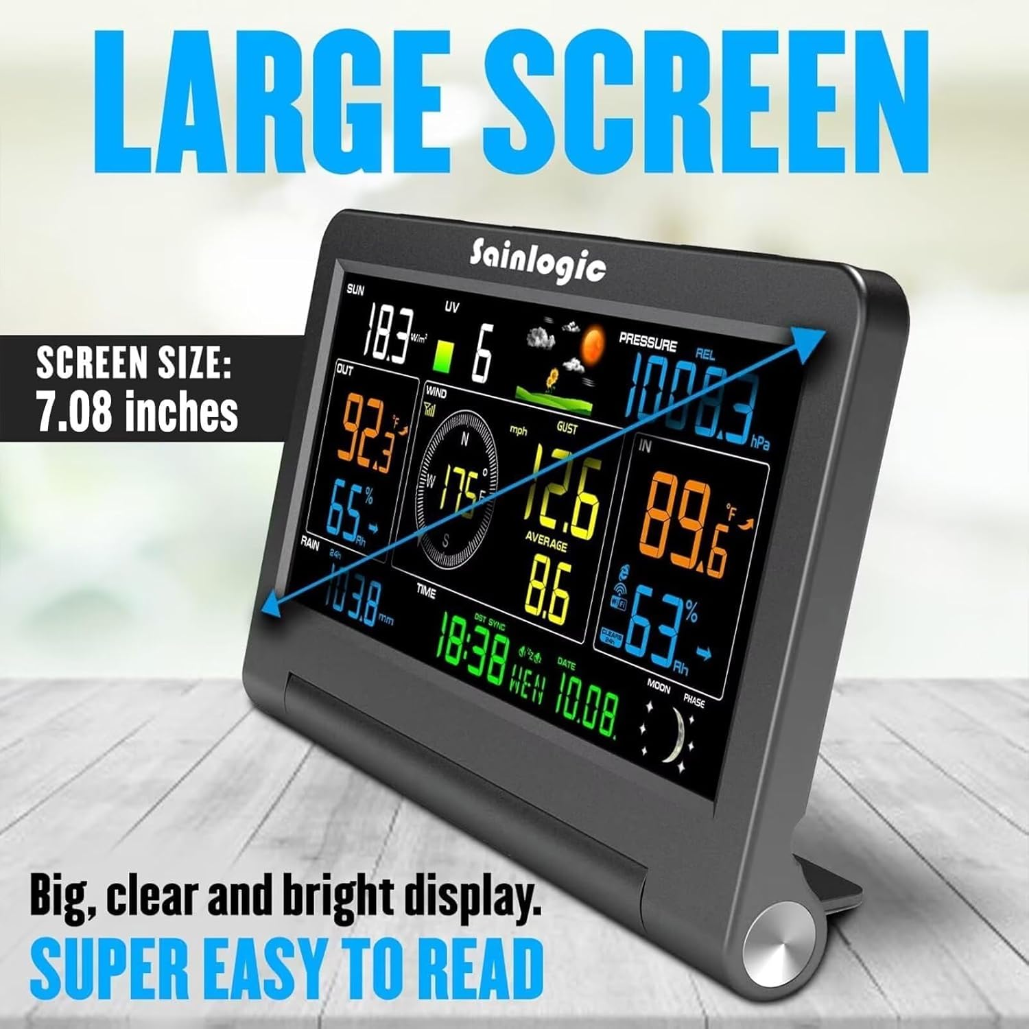 Large screen display of the weather station