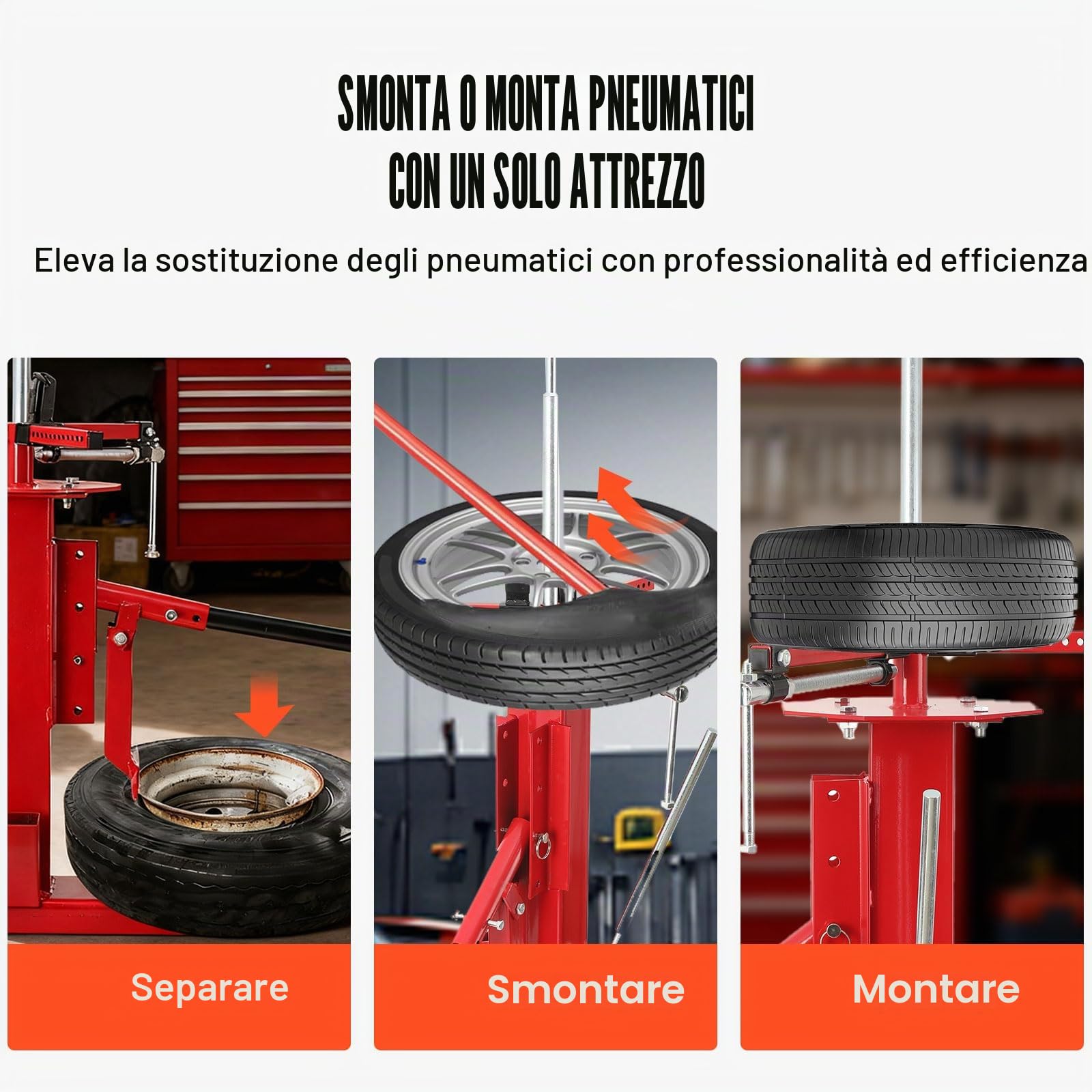 Smontagomme Universale Manuale per Pneumatici, Kit di Attrezzi Smontagomme Manuale con Staffa per Autocarro ATV Pneumatici Dimensioni Compatibili 4" a 17"