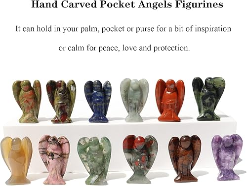 Miniatura 6 de Wemeki Figura de ángel de la guardia de cristal de 1.5 pulgadas, figura de ángel de la guardia de cristal con bolsillo de cristal para decoración