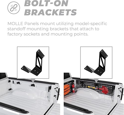 Miniatura 6 de Putco Paneles MOLLE para caja de camioneta Nisan Frontier 2005-2025 - Sistema de almacenamiento de aluminio (panel MOLLE del lado del pasajero -