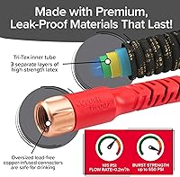 Vista 4 de Pocket Hose Cabezal de cobre con manguera de jardín expandible de 150 pies, como se ve en la televisión, gira 360°, tubo avanzado Tri-Tex y chaqueta