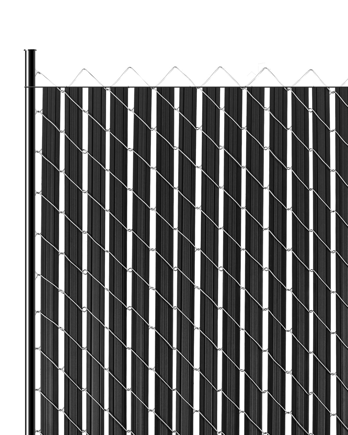 VEVOR Bottom Locking Privacy Slats, Double-Wall Vertical Bottom-Locking Slats with Wings for Chain-Link Fence, High-Density HDPE Chain Link Slats Ideally Fit 8' High Fence for Garden and Farm(Black)