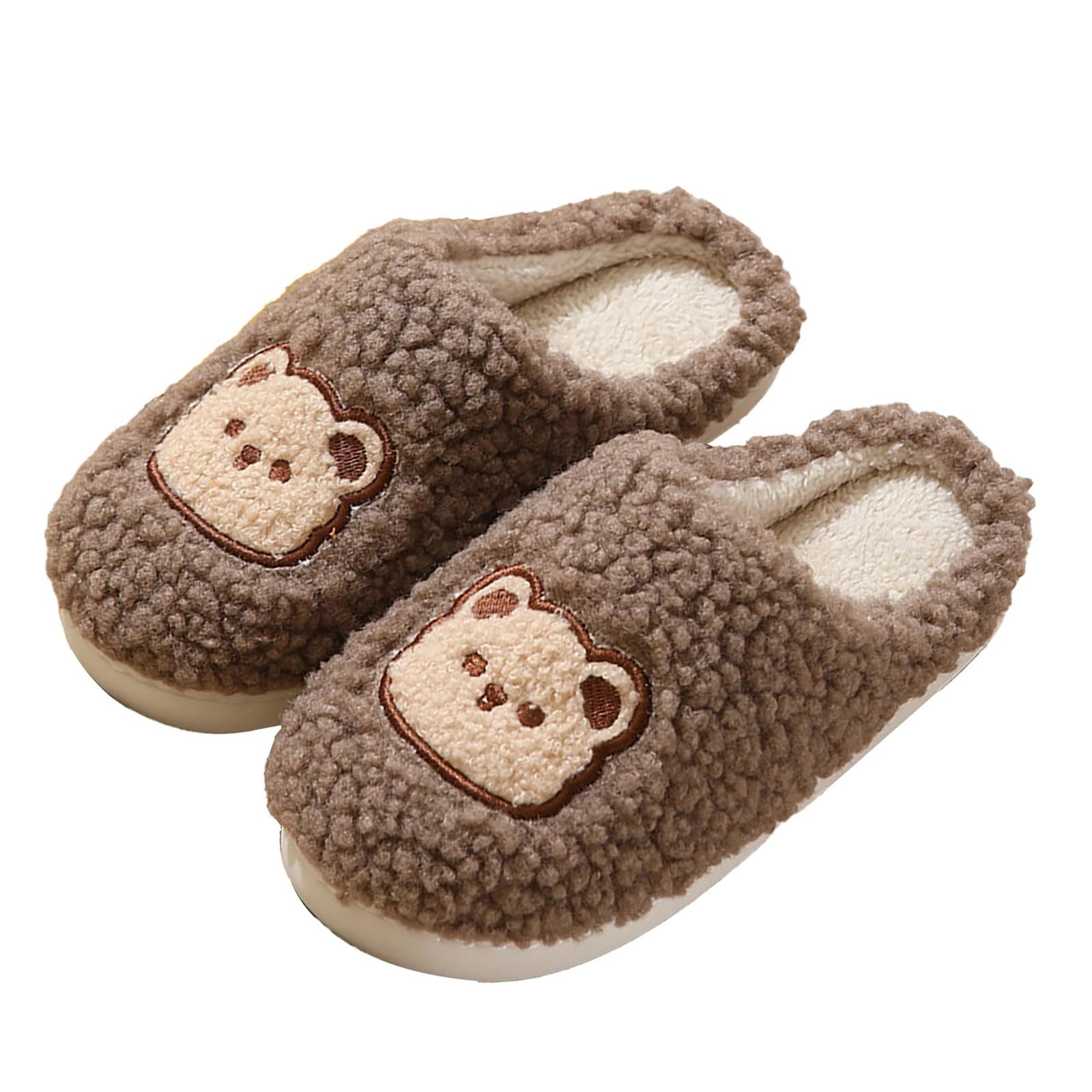 Womens Bear Slippers - Memory Foam Fluffy Slippers Women - Cute Animal Shoes Cozy House Shoe Warm Winter Plush Slipper Indoor Outdoor Mules Soft Comfy Plush Slipper Anti-Skid Casual Shoes
