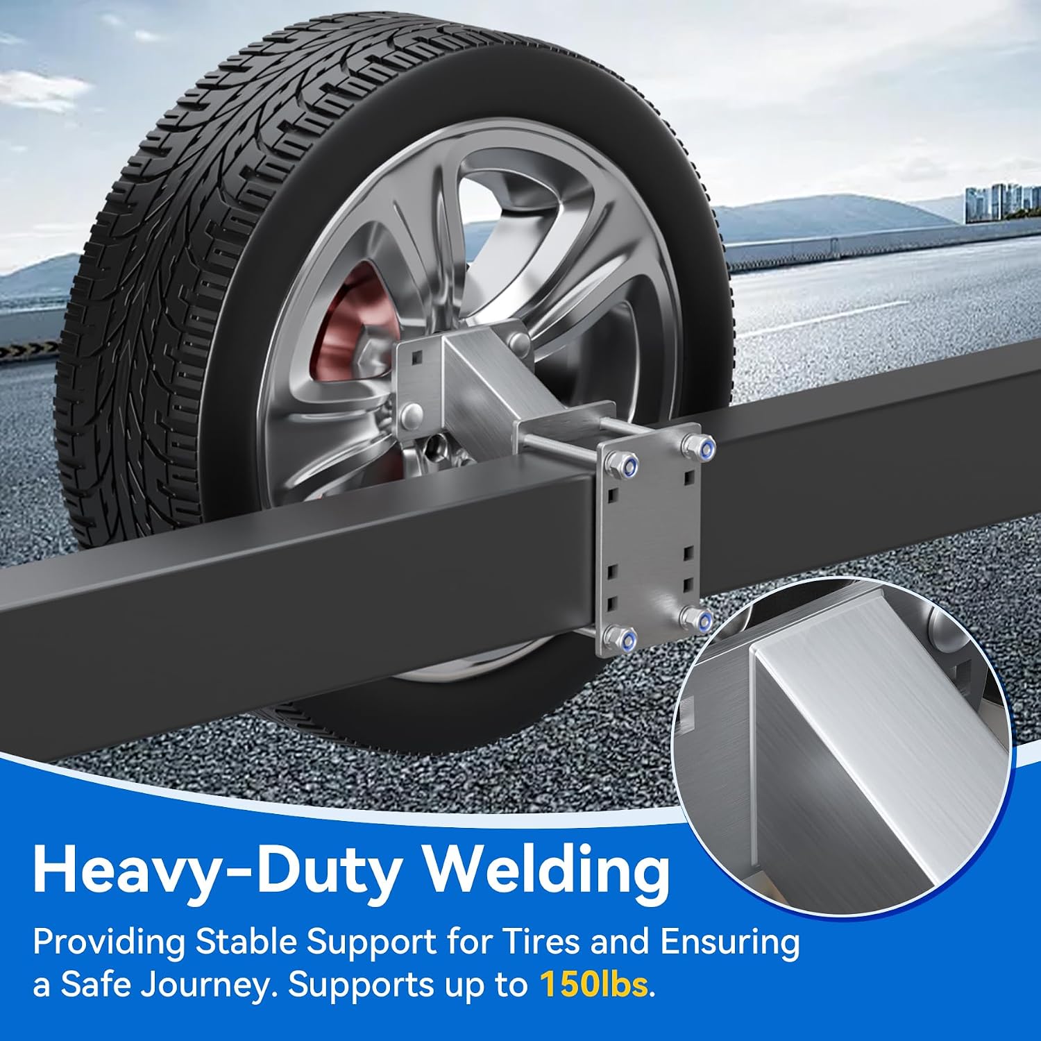 Stainless Steel Spare Tire Carrier - Spare Tire Mount for Boat Trailer,Trailer Spare Tire Holder Holds Up to 150Lbs,Fits Trailer Wheels With 4,5,6 Lugs and Bolt Patterns of 4",4.25",4.5",4.75",5",5.5"