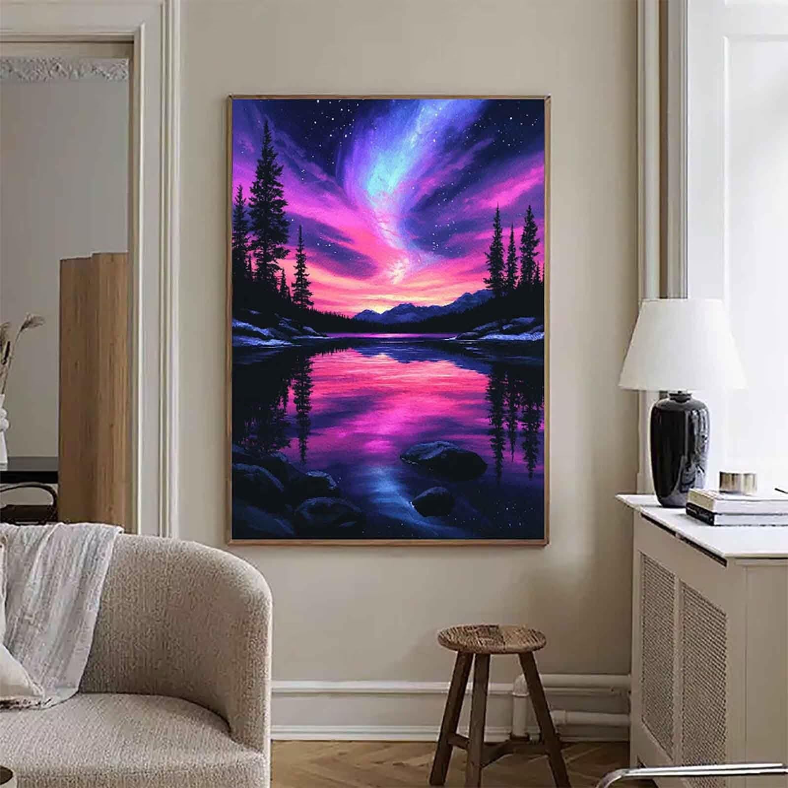 Diamentowe malowanie Aurora Diamentowe malowanie Las Diamentowe malowanie Dorośli Początkujący 5D DIY Diamentowy ścieg krzyżykowy DIY Dorośli Zestaw do dekoracji domu, Prezent dla kobiet 100x135