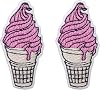Octory 2 PCS Ice Cream Drip Iron On Patches for Clothing Saw OnIron On Embroidered Patch Applique for Jeans, Hats, Bags Pink