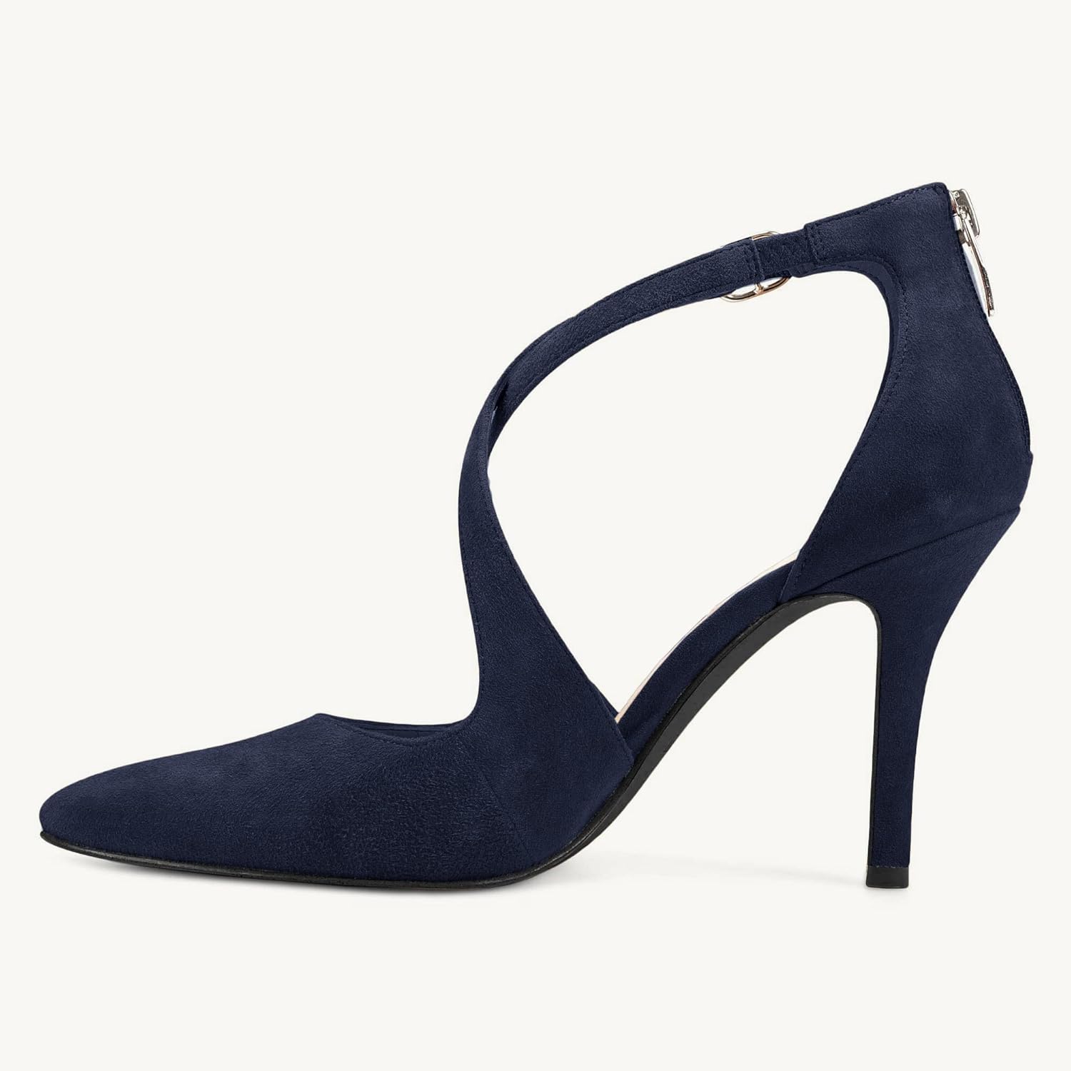 Minshluu Womens Pumps High Heels Pointed Toe Crossed Strap D'Orsay Zip up Stilettos Party Dress Shoes - Image 4