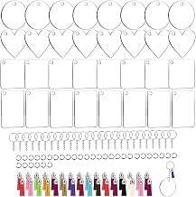 128 Acrylic Keychains, Clear Blanks with Holes, Keyrings and Jump Rings