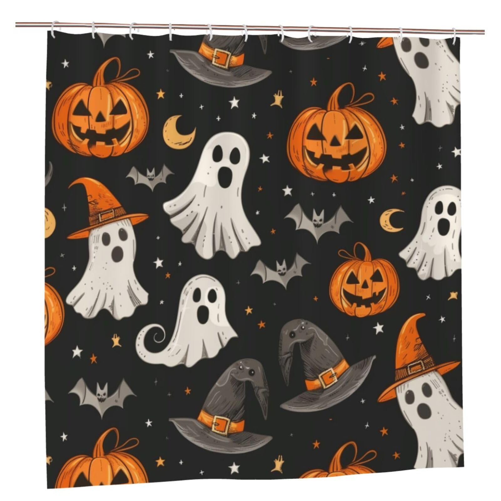 Rideau de douche imperméable Halloween 183x183 cm avec crochets inclus