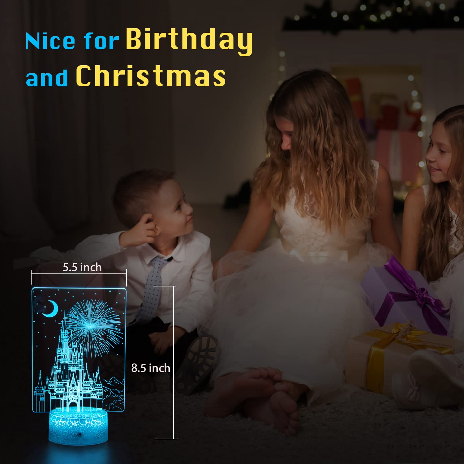 Uyeyuy Creative 3D Illusion lamp Castle Night Light with