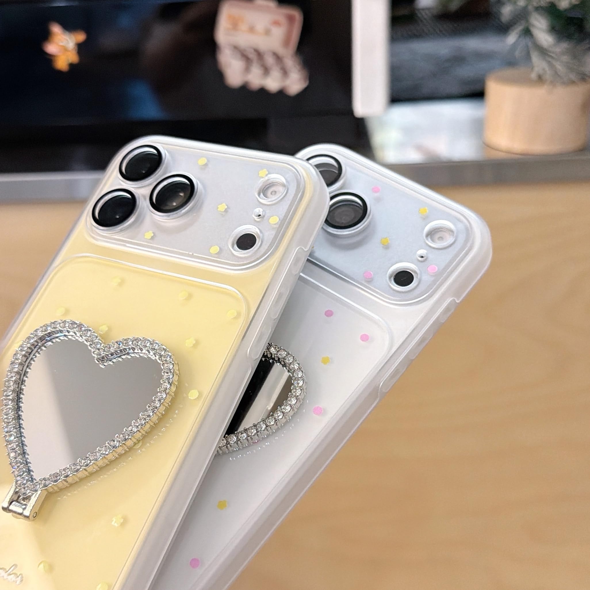 Amazon.co.jp: RNOZX For iPhone17用ハートミラーデザイン耐衝撃ソフト