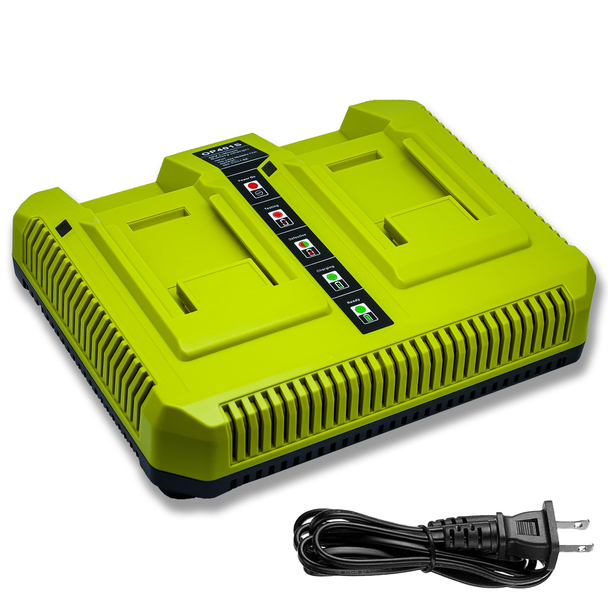 Cruruakku 40V Charger Replacement for Ryobi 40V Battery Charger OP401 S,Dual Ports Fast Charger Compatible with Ryobi 40V Battery Lithium OP4015 OP4026 OP4030 OP4040 OP4050 OP4060 OP40301 OP4050A