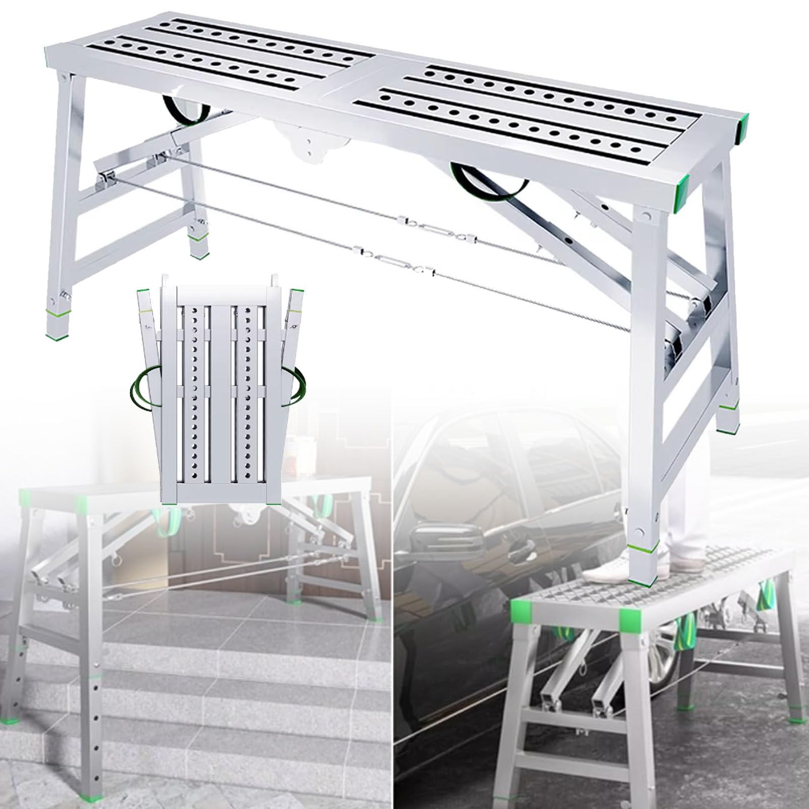 Échafaudage pliant anti-chute avec plateforme large de 180cm