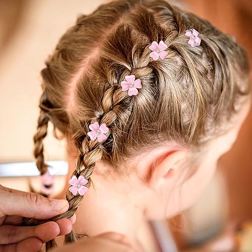 Miniatura 4 de YISSION 20 pinzas para el pelo con flores rosas con diamantes de imitación, lindos horquillas para el cabello, pinzas decorativas para el pelo de