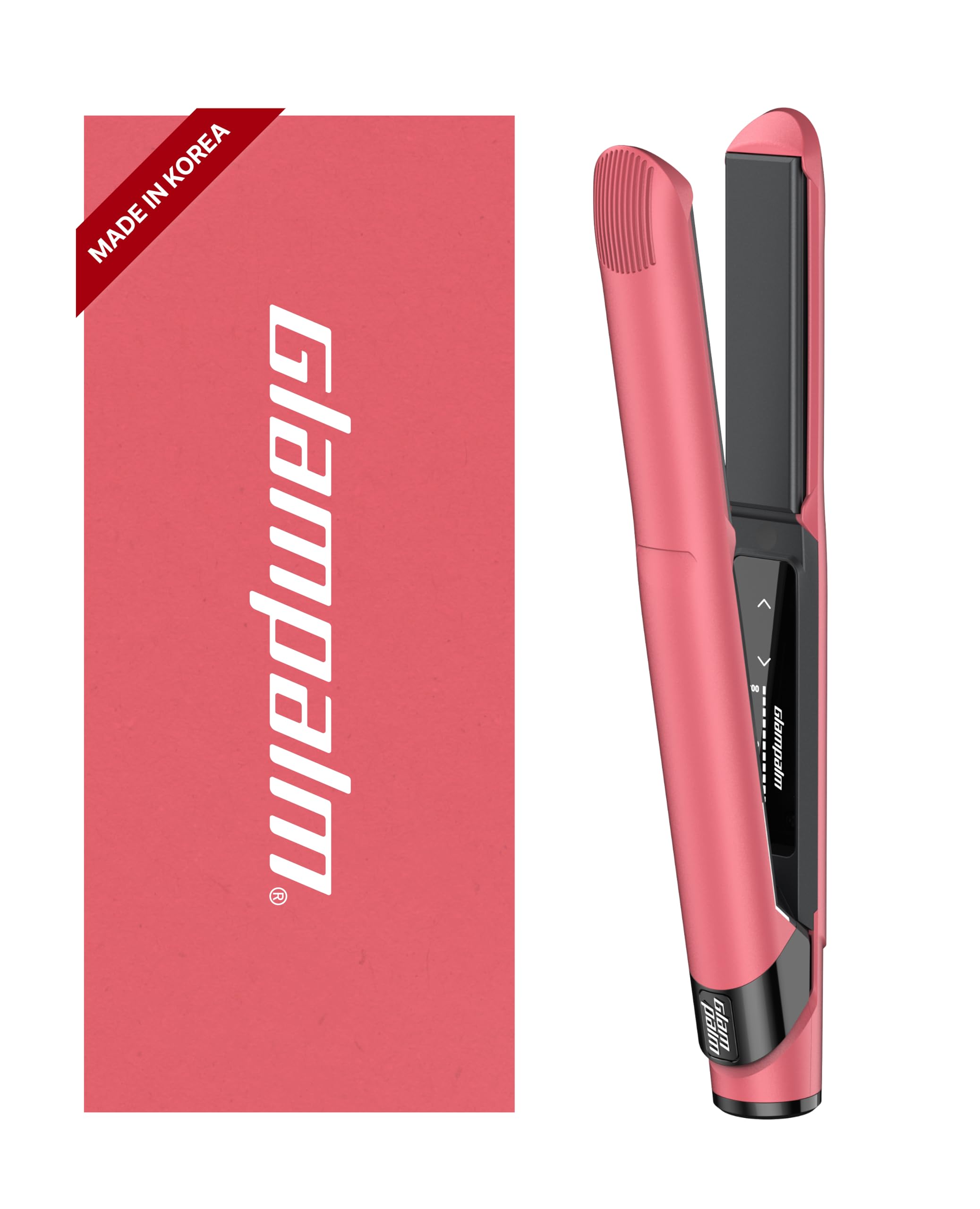 GLAMPALM GlamMuse 1" | All-Ceramic Flat Iron Infused with Vita-C, Salon Results with Less Heat Damage, Trusted by K-Pop Hair Stylists, Dual Voltage