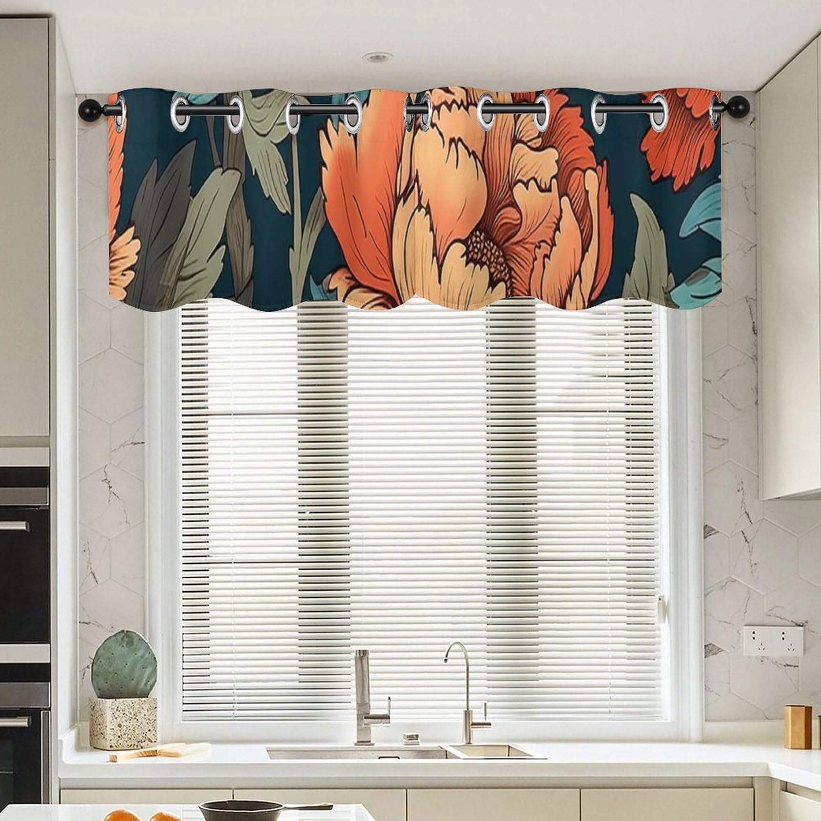 Rideaux Chinoiserie à motif floral pour décorer la cuisine et le salon