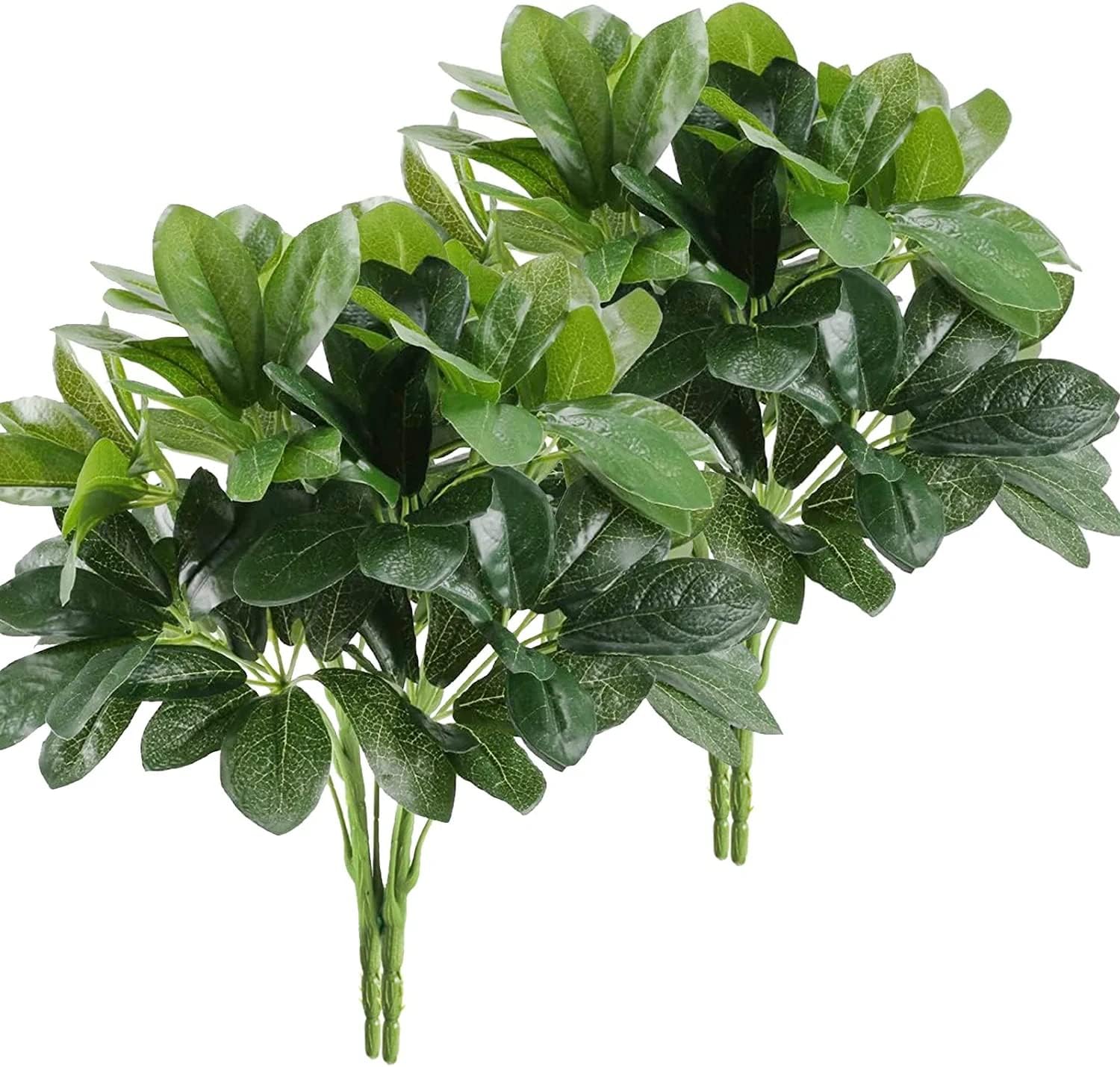 GTIDEA 4pcs Artificial Shrubs Plants Fake Silk Schefflera Bushes