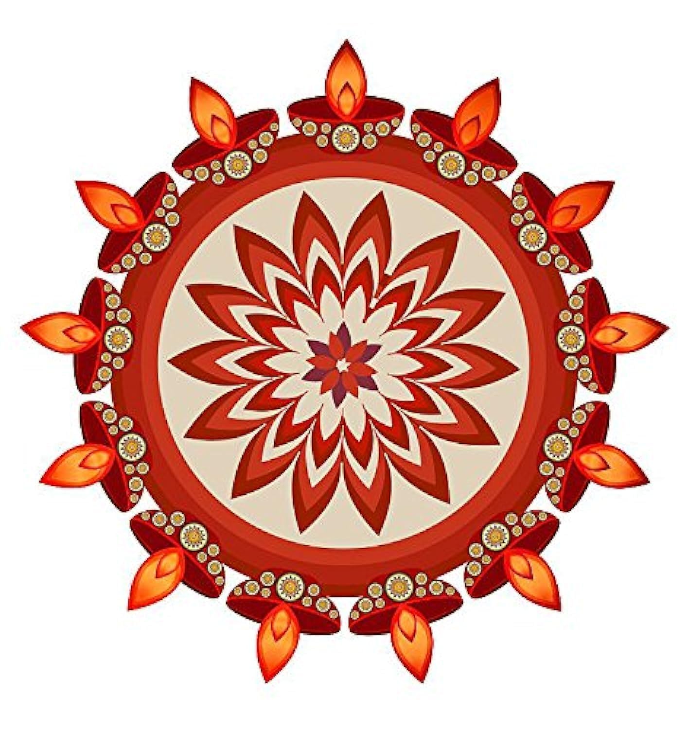 Decorvilla PVC Vinyl Kolam Rangoli Floor Sticker (35 x 35 cm, Multicolor)