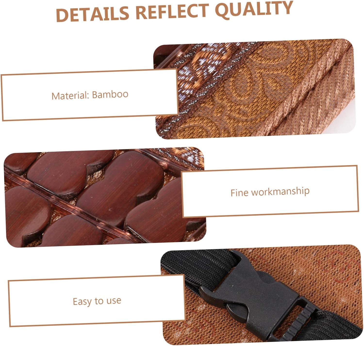 Bamboo Seat Cushion Breathable Chair Pad Cooling Mat Tailbone Cushion for Chair Home Office Car Seat Pad