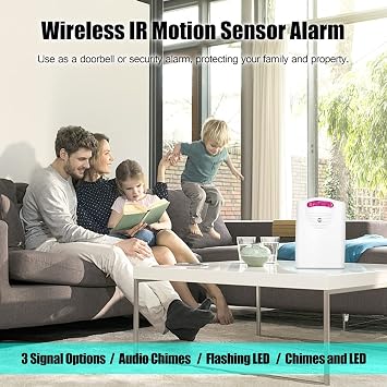 Multifunctional Wireless Driveway Alarm IR Motion Sensor Alarm Doorbell 1 Receiver 2 Transmitters for Home Outdoor Use